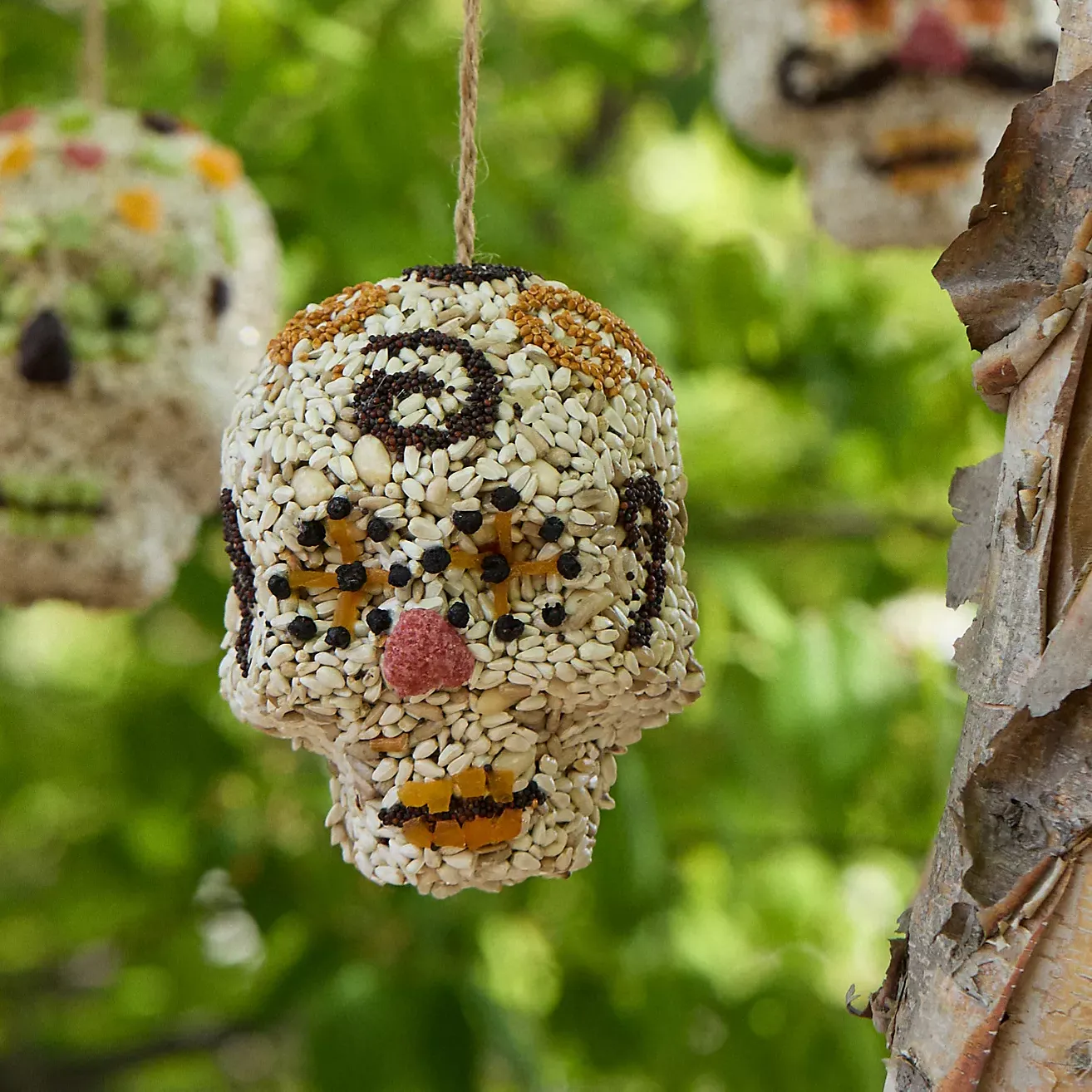 Bird Seed Sugar Skull Ornament