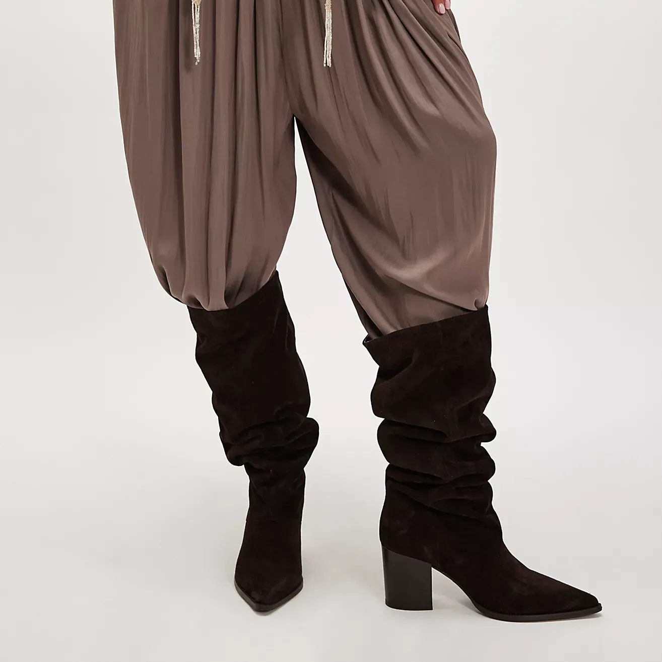 Silky Suede Slouch Boots