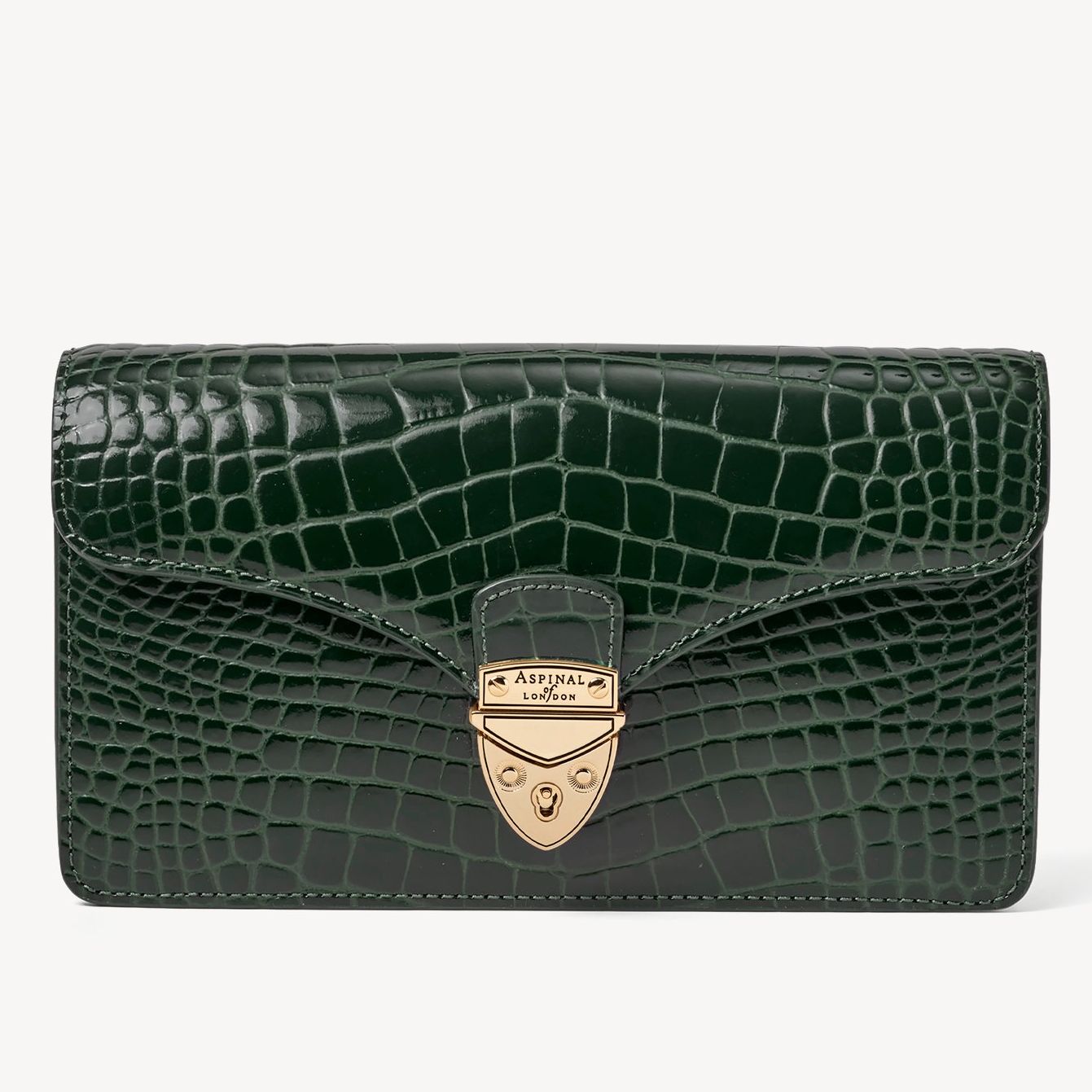 Aspinal Evergreen Patent Mayfair Clutch