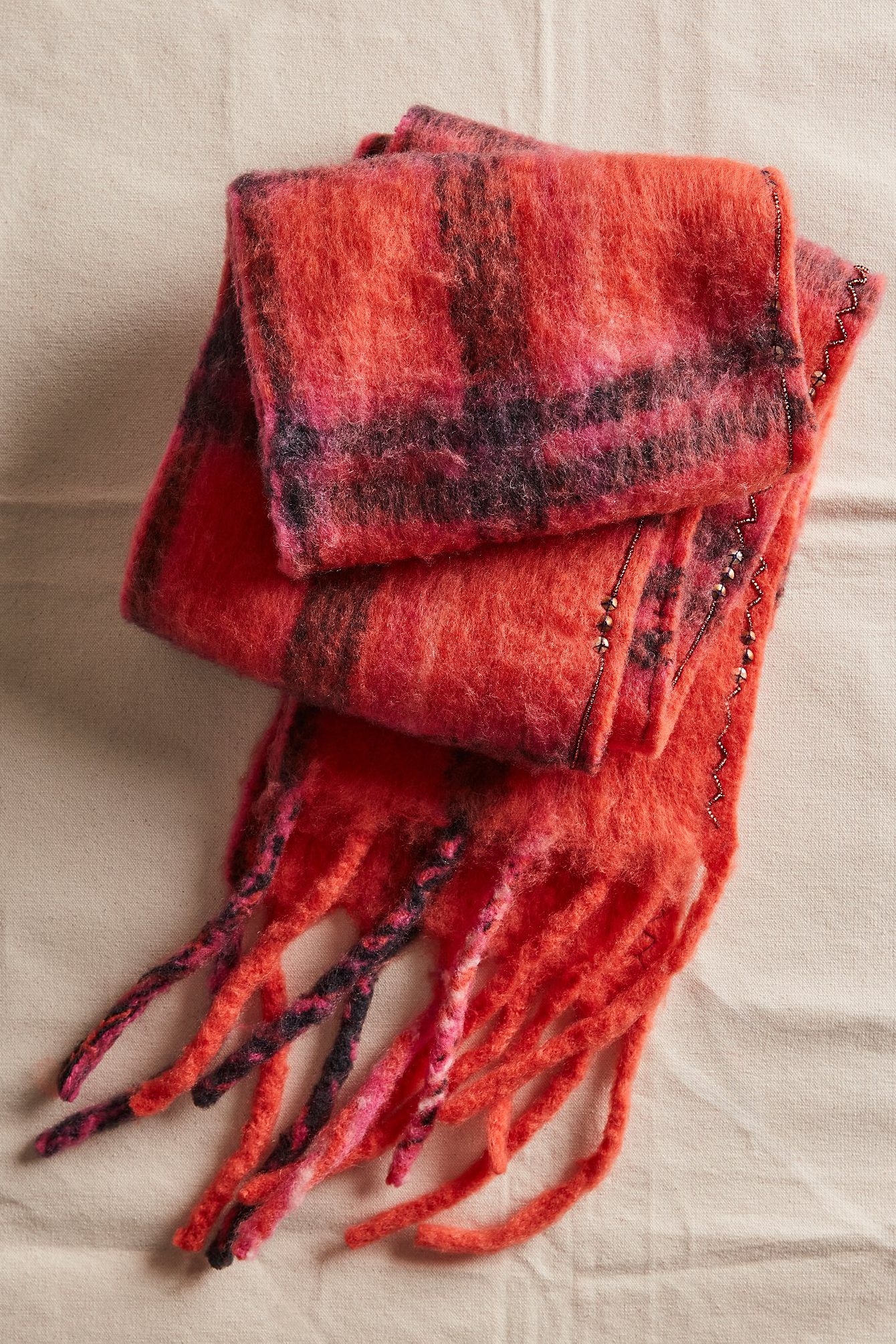 Free People Highland Plaid Skinny Scarf