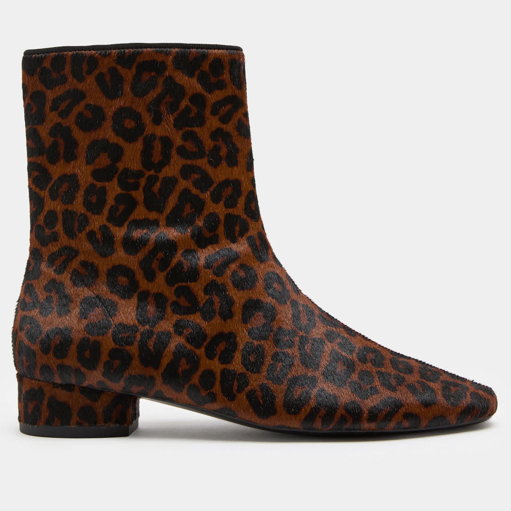 Leather Leopard Print Block Heel Sock Boots