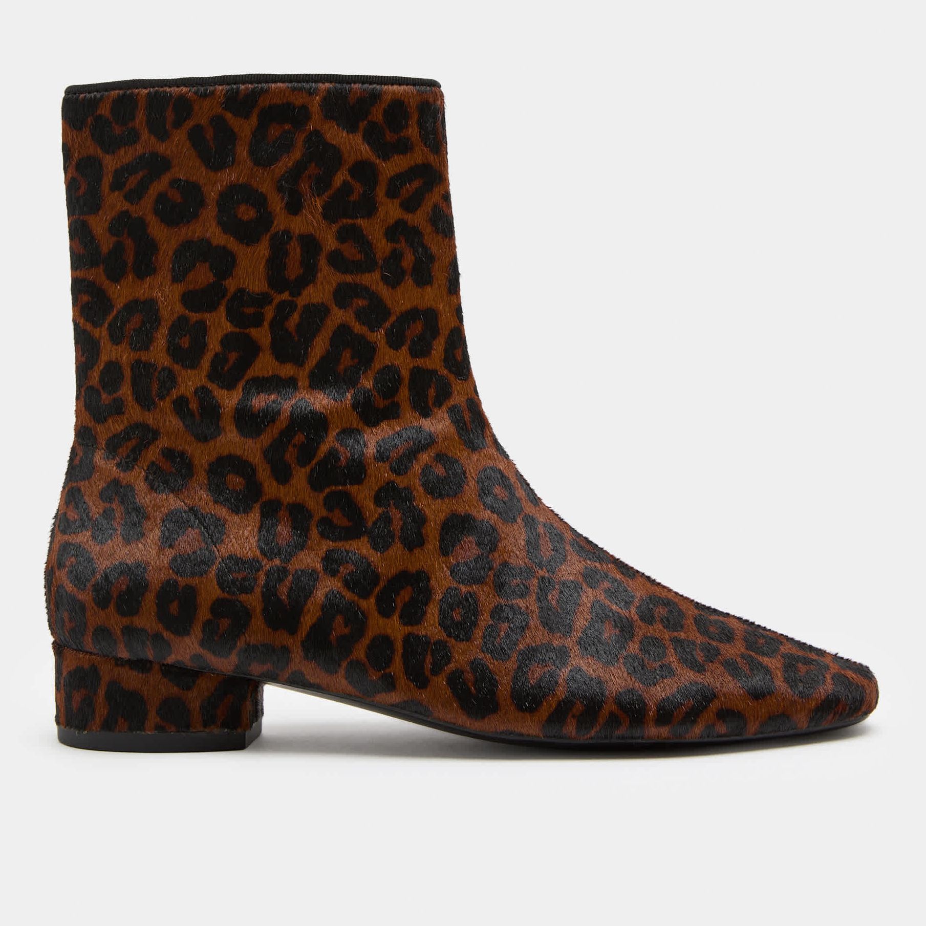 Leather Leopard Print Block Heel Sock Boots