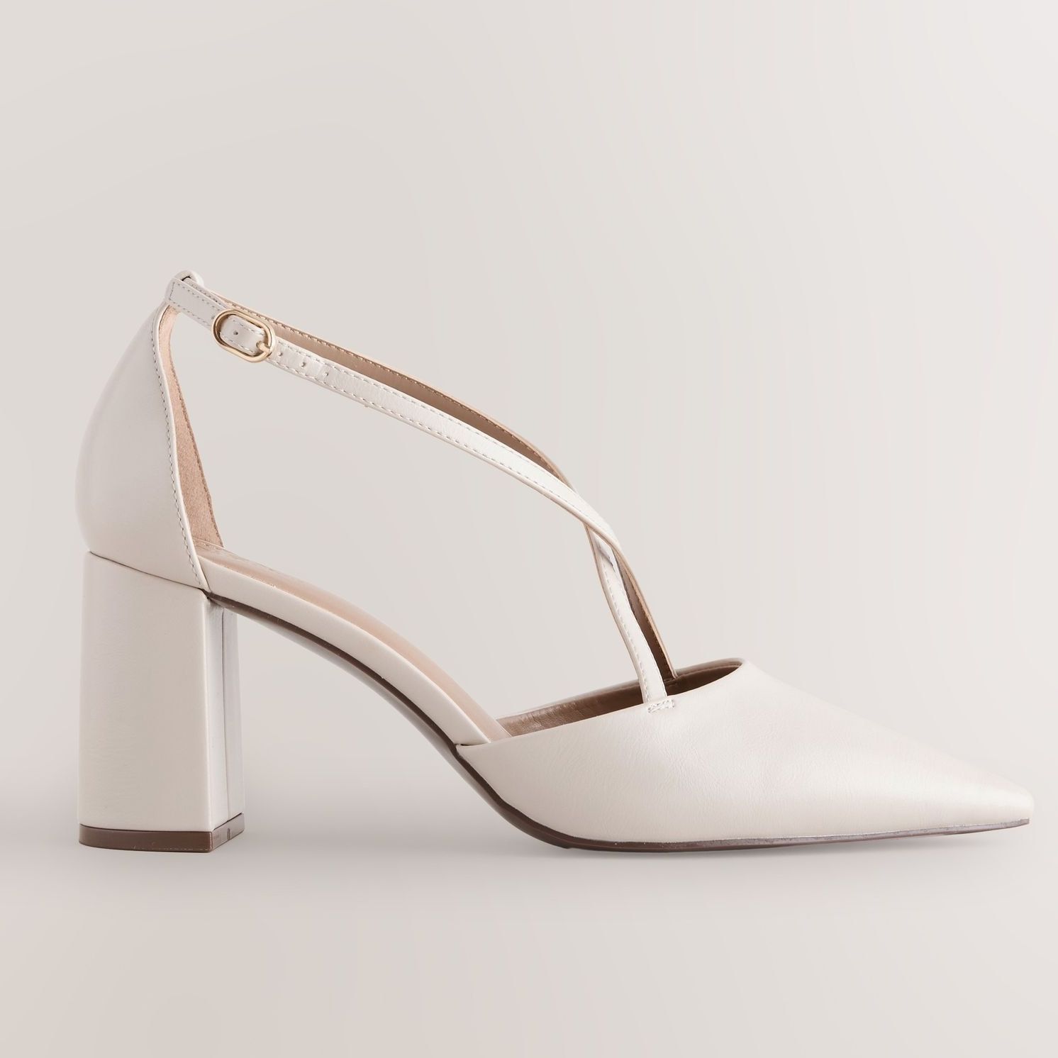 Bone Standard/wide Fit Forever Comfort&amp;reg; Cross Strap Block Heel Shoes