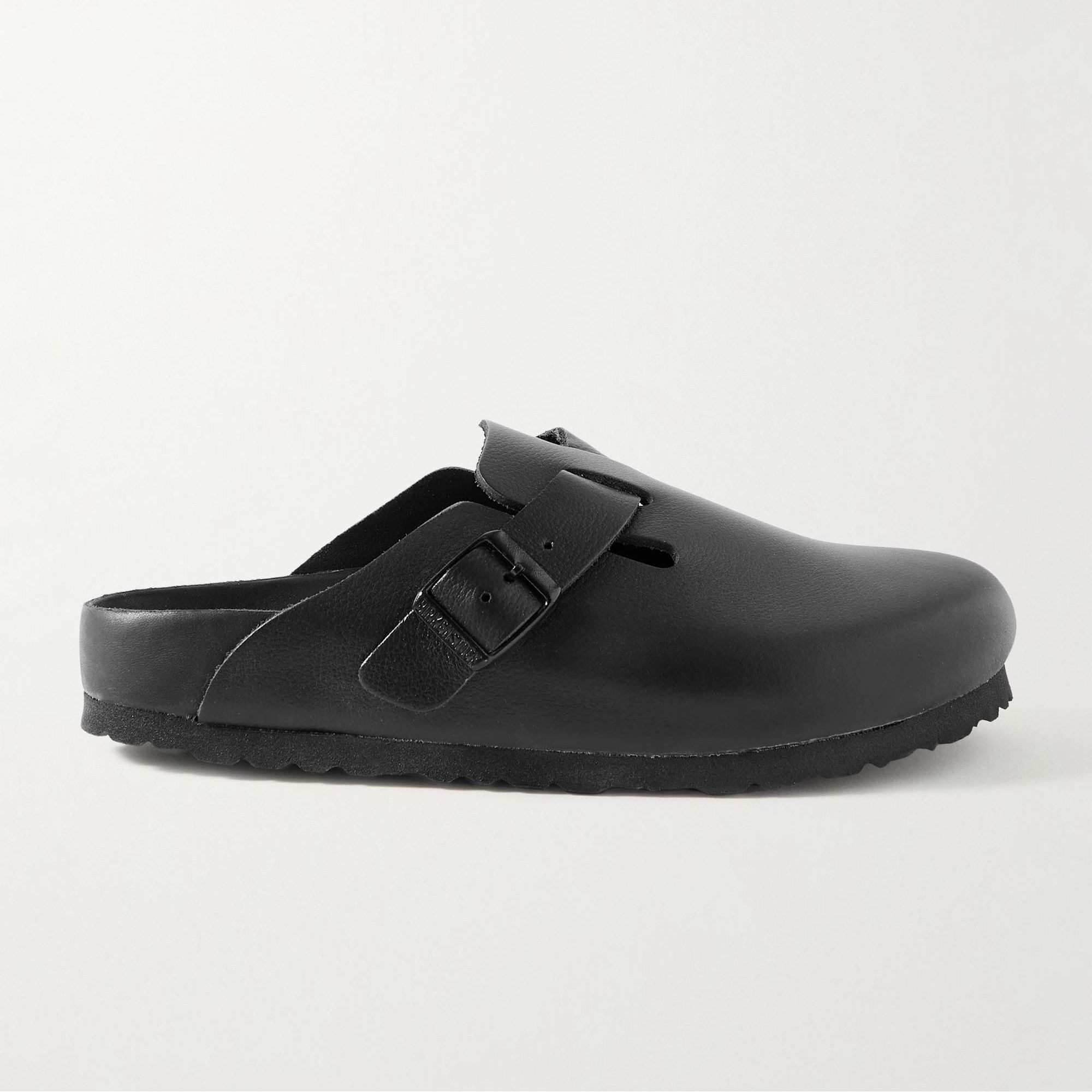 Boston Suede-Trimmed Leather Clogs