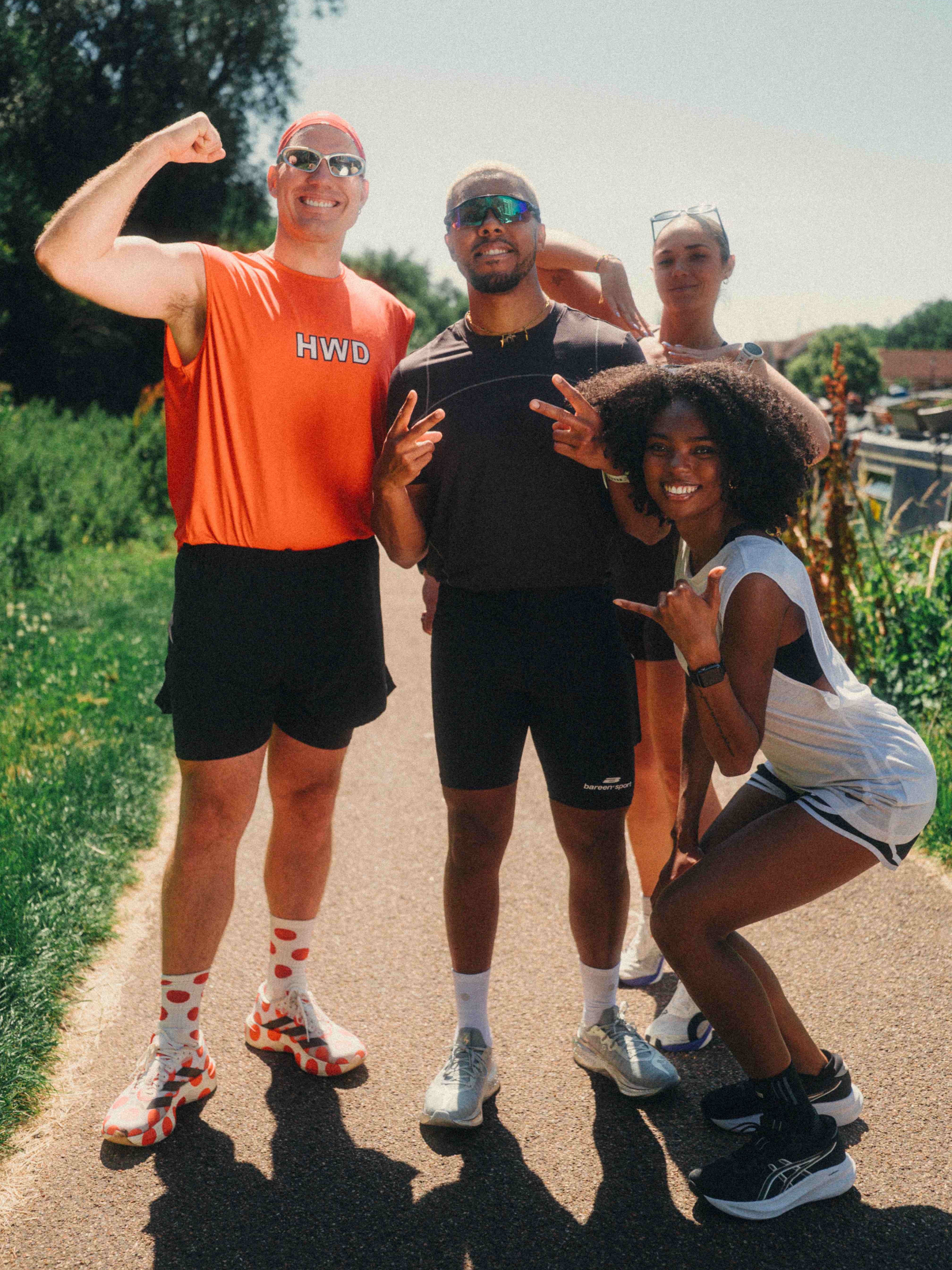 an image of the group posing mid run