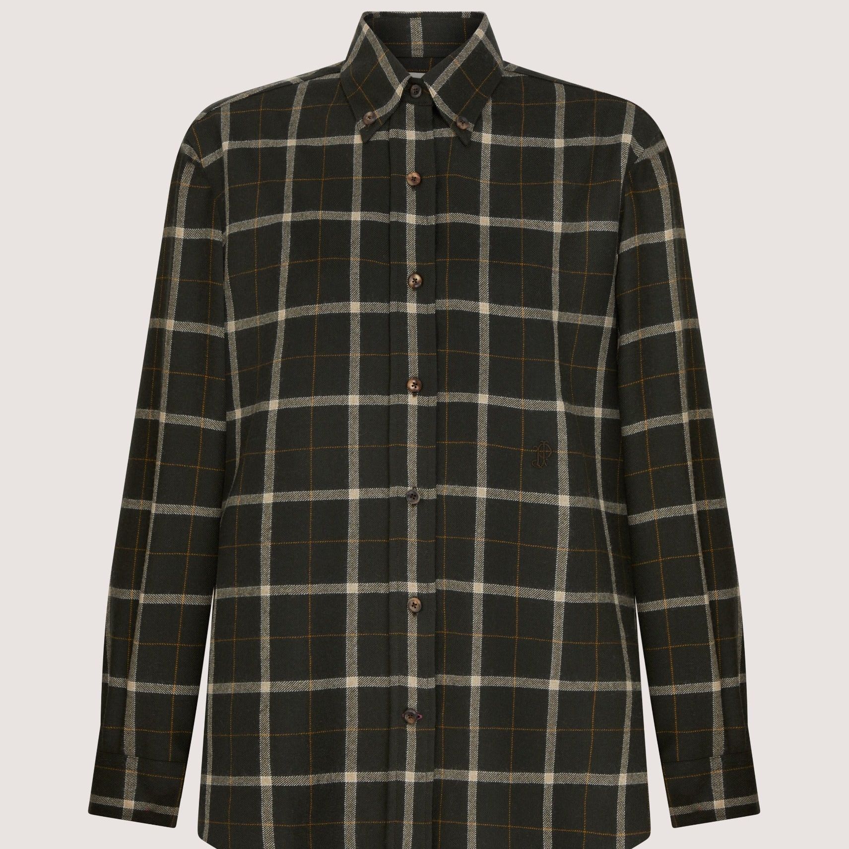 Women's Tartan Button Down Shirt in Dark Olive - Dark Olive / 6