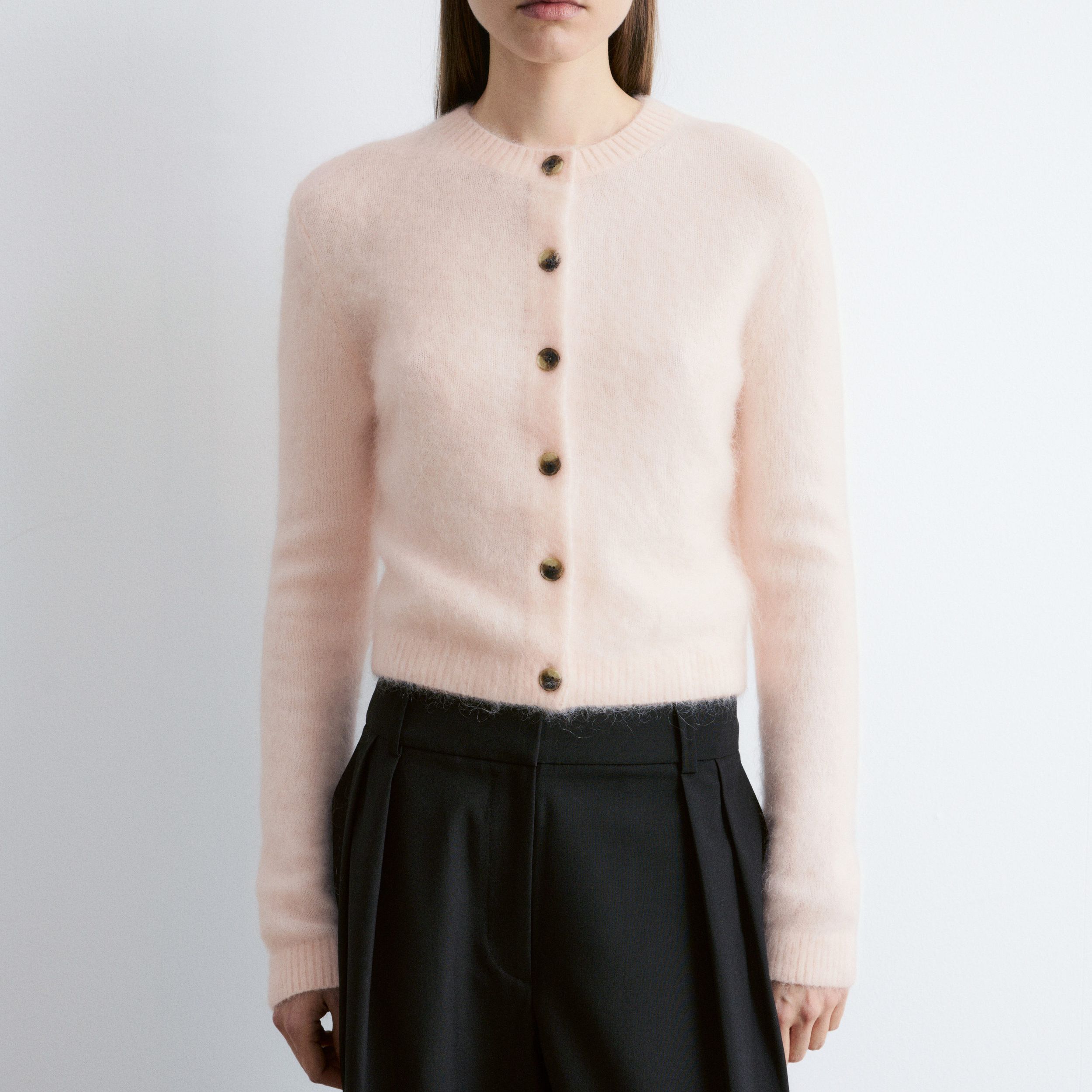 Mohair-Blend Brushed Cardigan