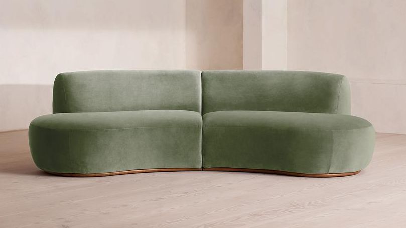 Aline Serpentine Modular Sofa, Three Seater, Velvet, Seafoam, Uk