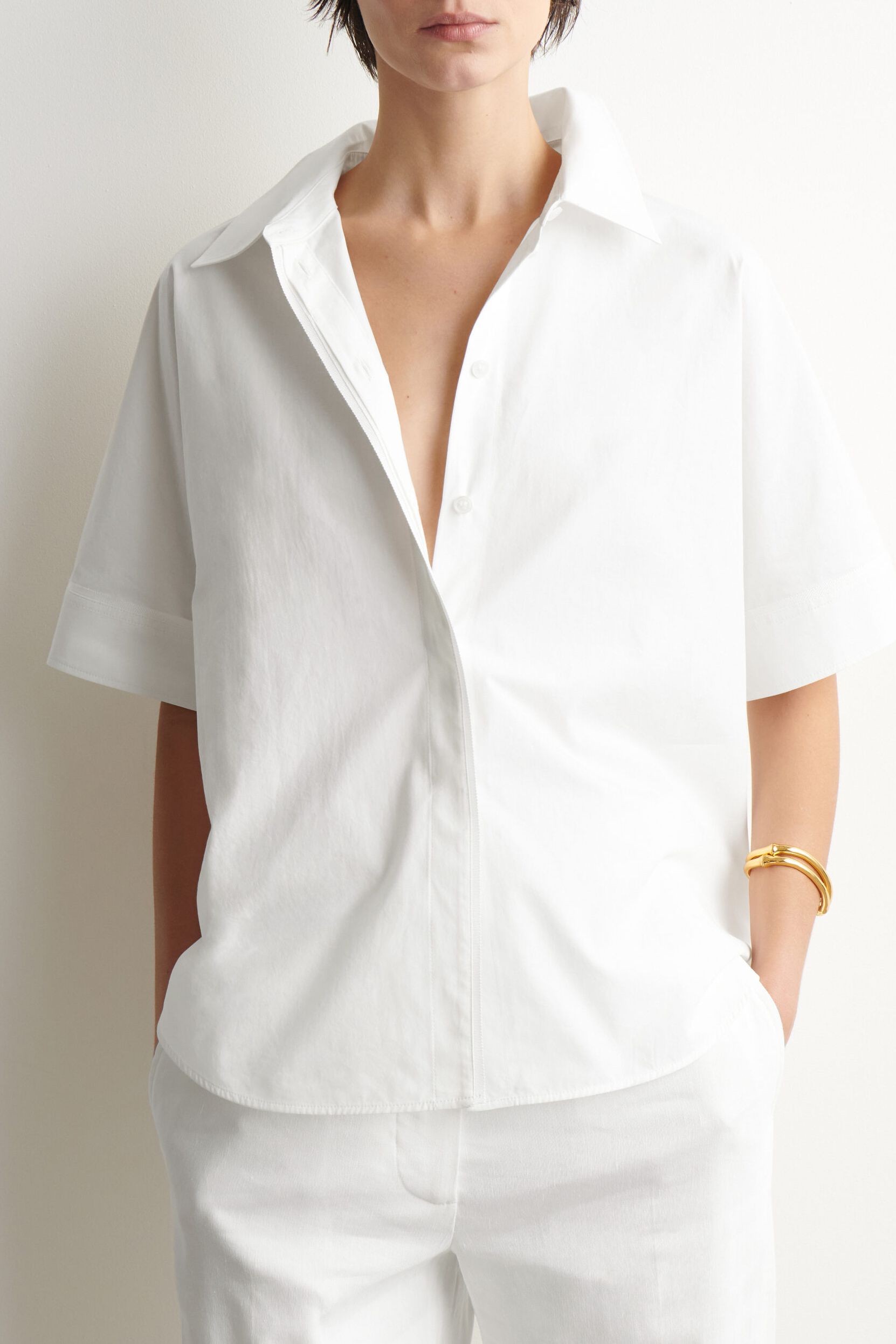 Oversized Short-Sleeved Cotton Shirt
