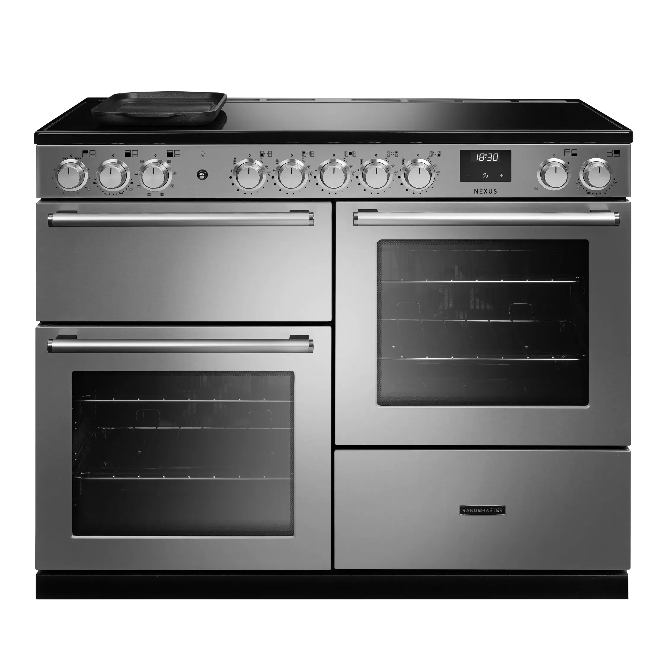 Rangemaster Nexus 110cm Electric Range Cooker With Induction Hob, Charcoal Black