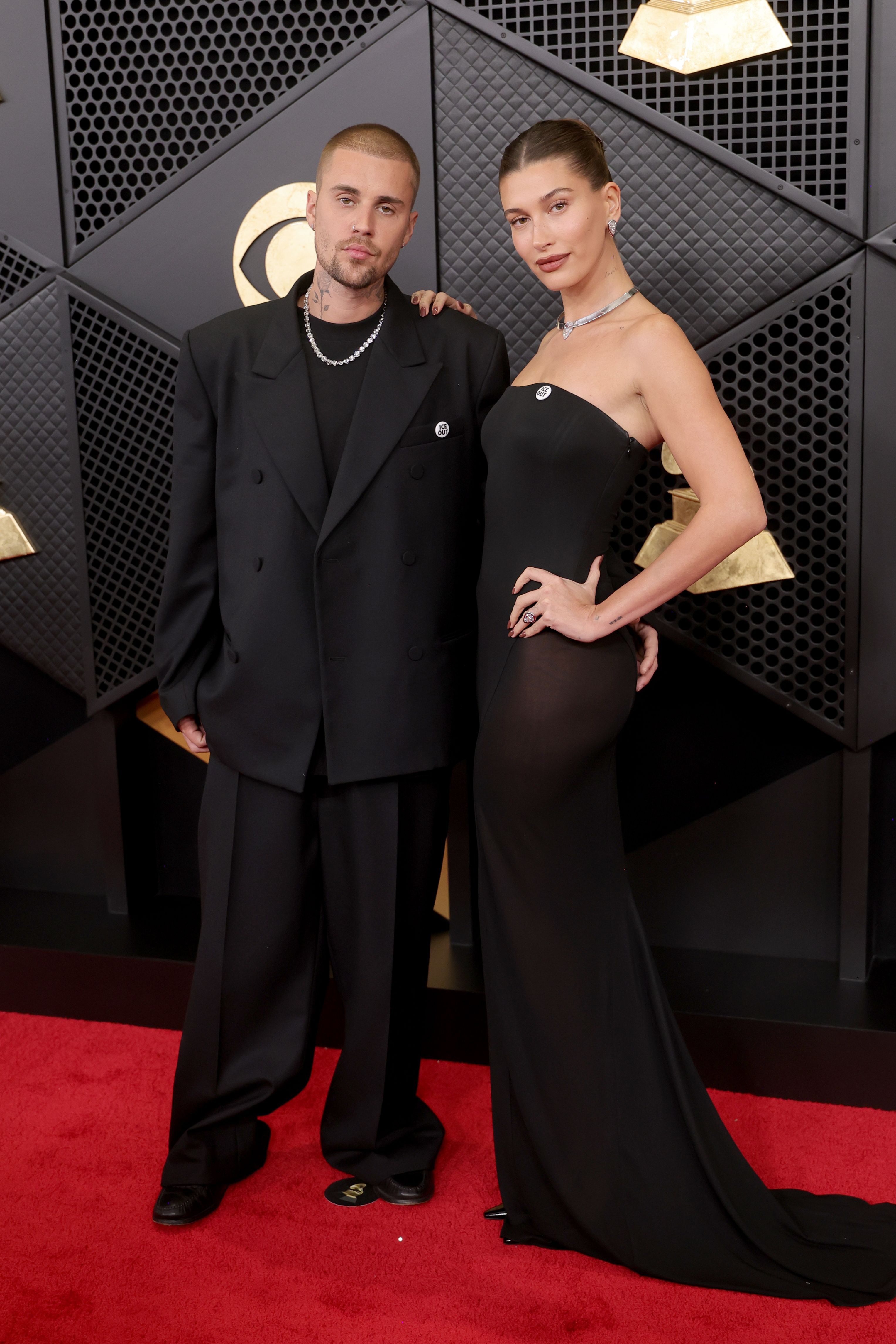 Justin Bieber and Hailey Bieber attend the 68th GRAMMY Awards at Crypto.com Arena on February 01, 2026 in Los Angeles, California