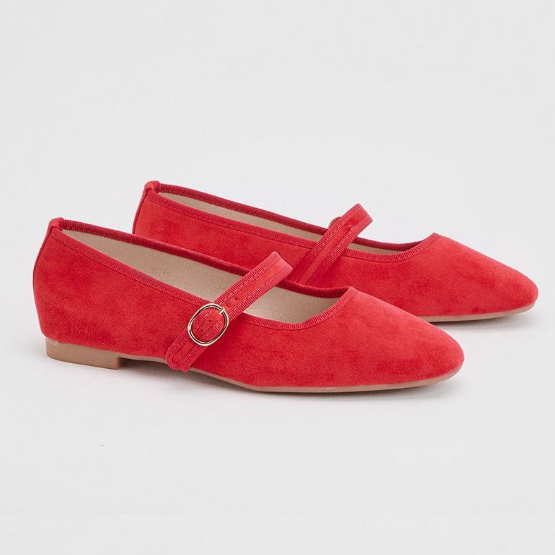 Buffy Faux Suede Square Toe Mary Jane Padded Ballet Pumps