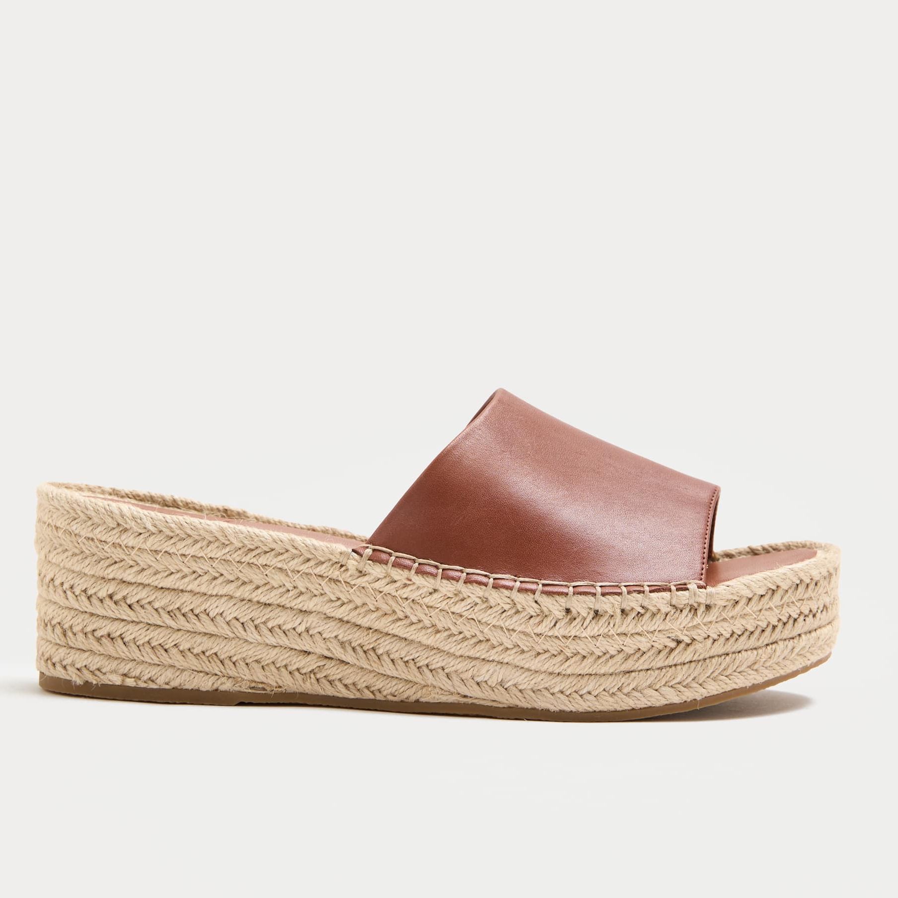 Leather Flatform Espadrille Mules