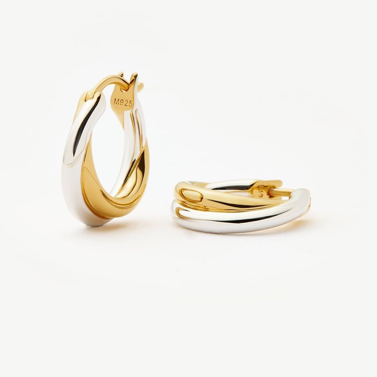 Lucy Williams Entwine Small Hoop Earrings | Mixed Metal - 18ct Gold Plated, Silver Plated
