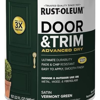 Rust-Oleum 376514 Advanced Dry Door &amp;amp; Trim Paint, Quart, Satin Vermont Green
