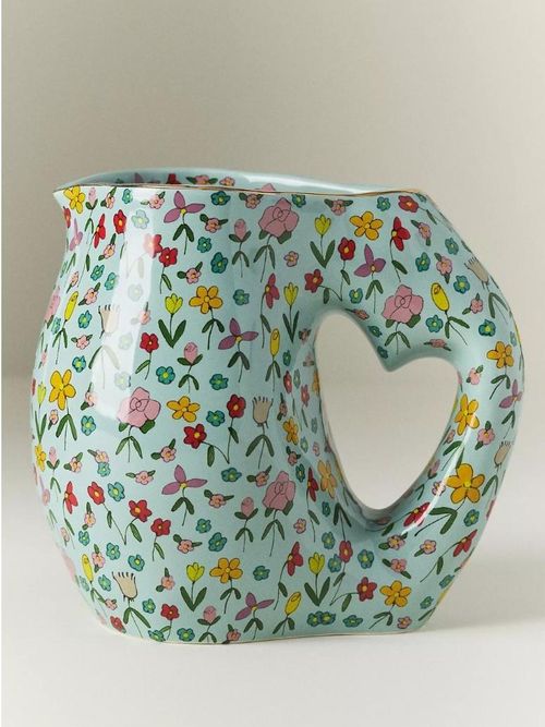 The Mud Fairy Blooming Hearts Stoneware Pitcher