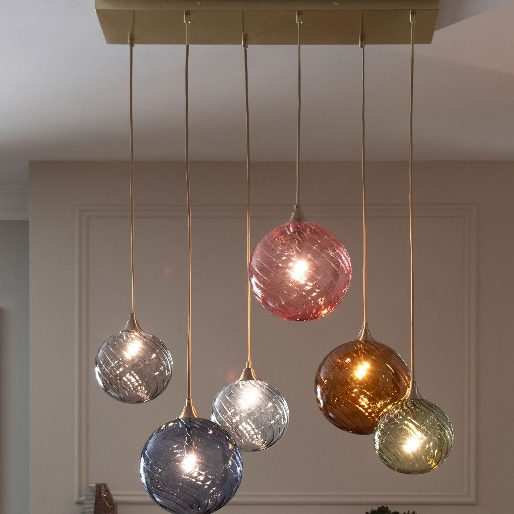 Multi Bright Freya 6 Light Linear Pendant Ceiling Light