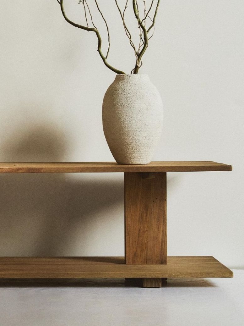 Elm Wood Shelving Unit With Two Shelves