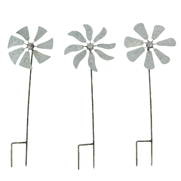 3 metallic wind spinners