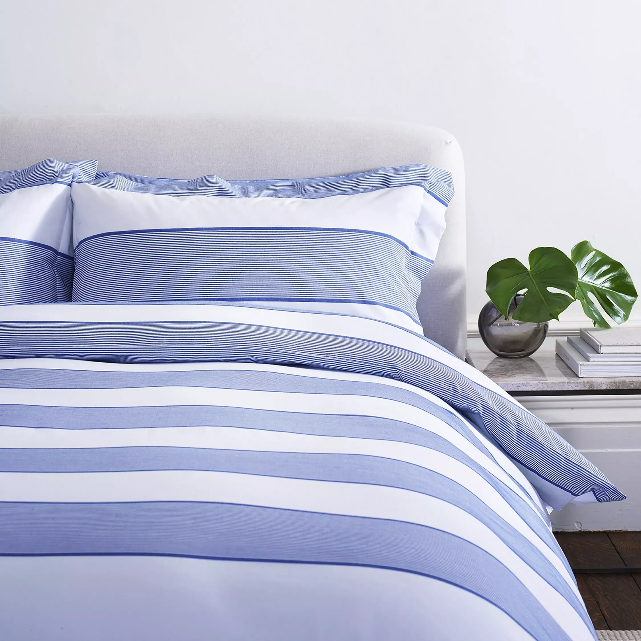 Jasper Conran London Pinstripe Jacquard Duvet Cover Set, Blue/white