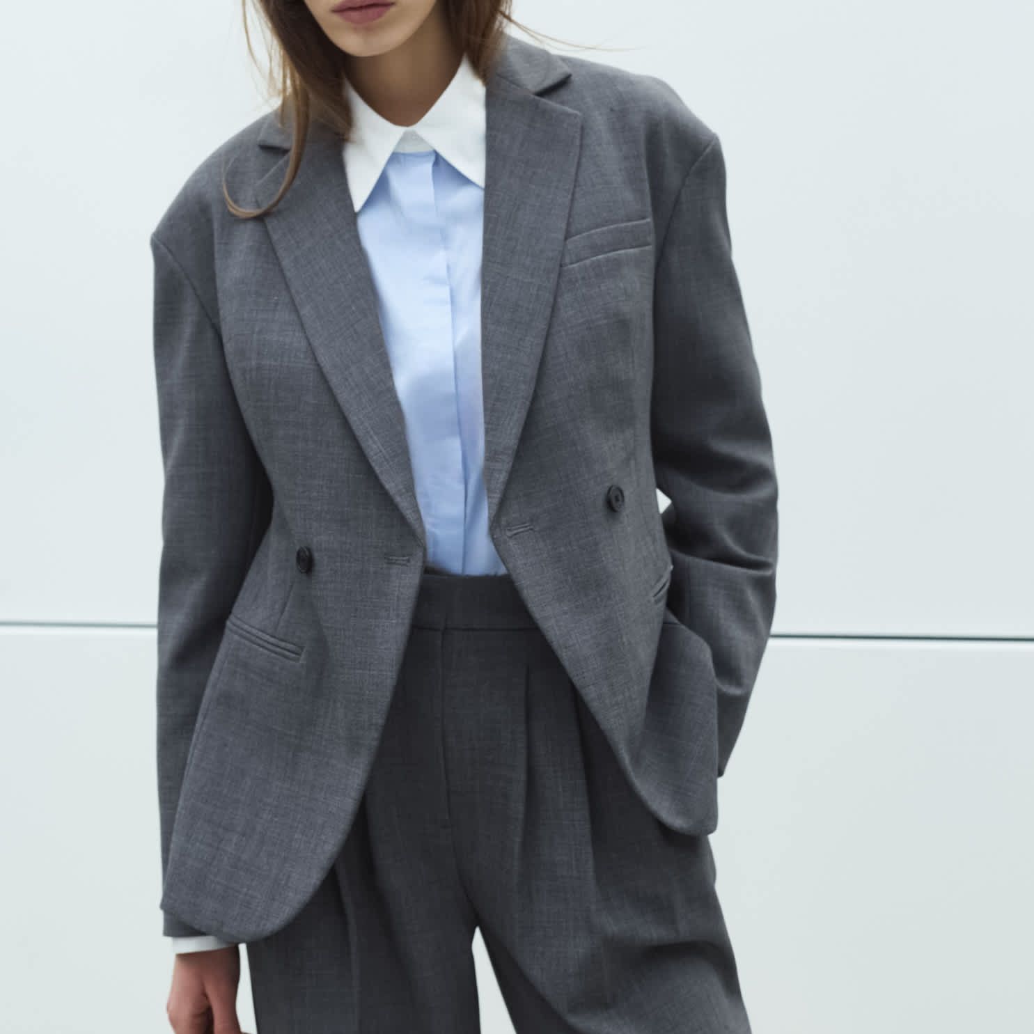 Waisted Double Breasted Longline Blazer