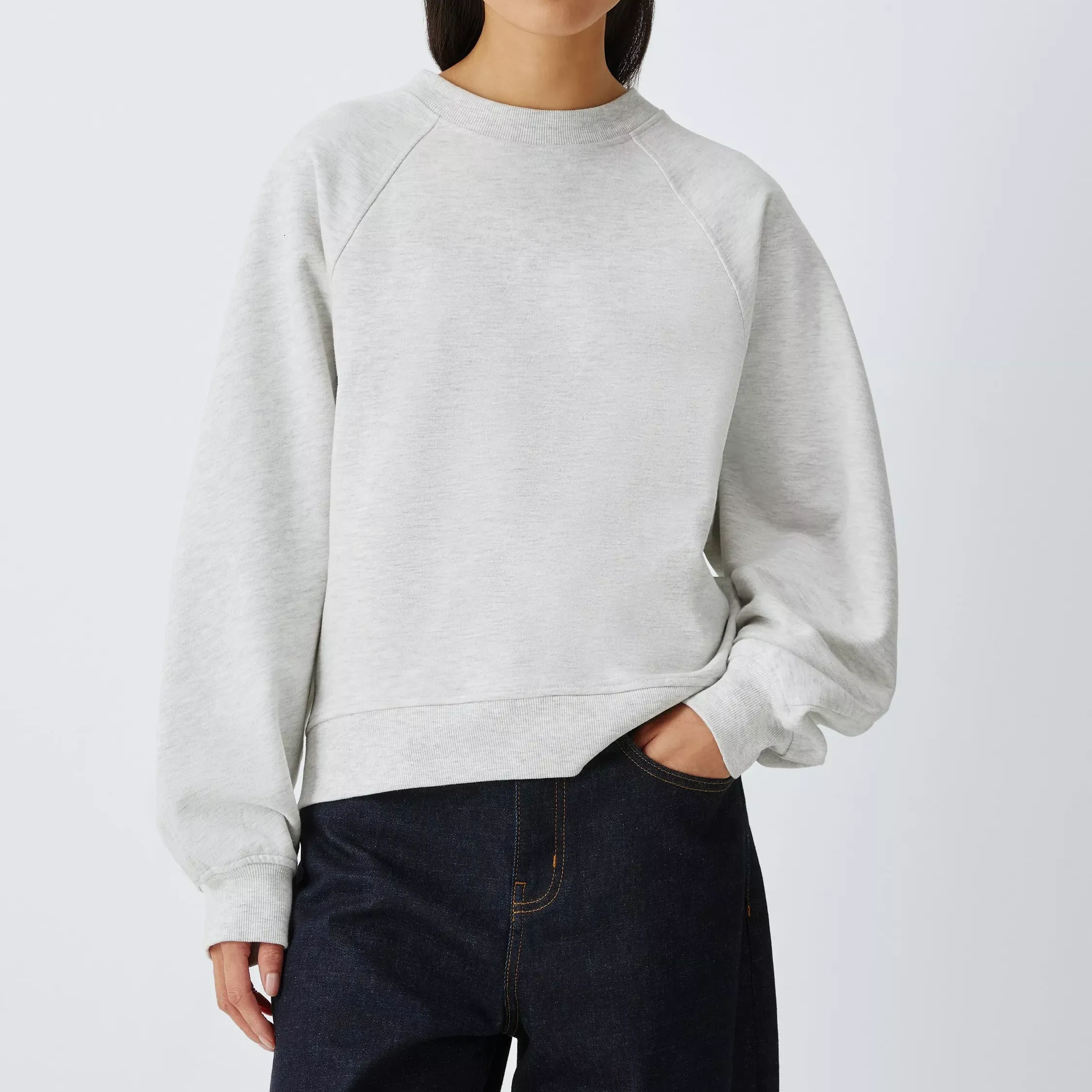 John Lewis Cotton Rich Seam Sweatshirt, Grey