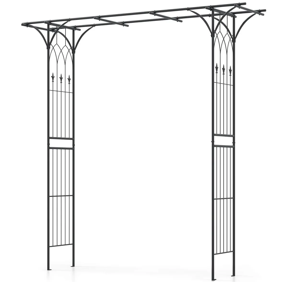 Costway 81" Metal Garden Arbor Garden Arch Trellis Wedding Arch Decoration Black