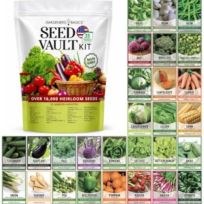 Gardeners Basics Survival Seed Vault Kit, Vegetable Seeds for Planting