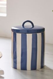 Striped Stoneware Kitchen Canister