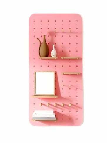 Pink Pegboard Wall Organizer Panels for Crafts Organization and Ornaments Display Workshop Organisation Hole Wall Board (60x120cm)