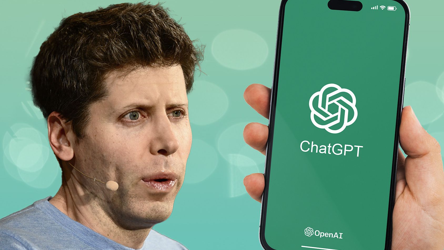 Sam Altman with ChatGPT on phone