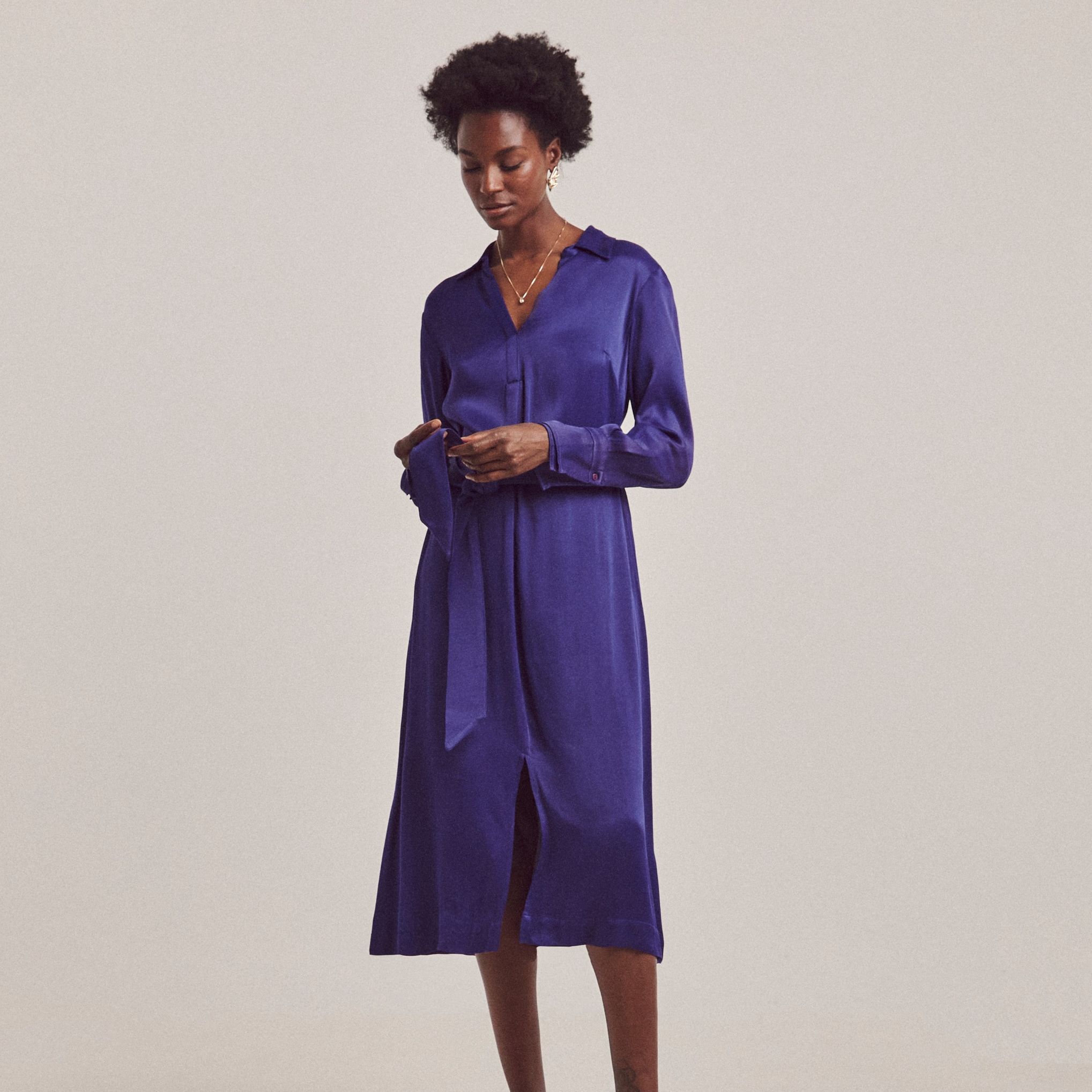 Anthology Satin Shirt Dress - Purple - 30