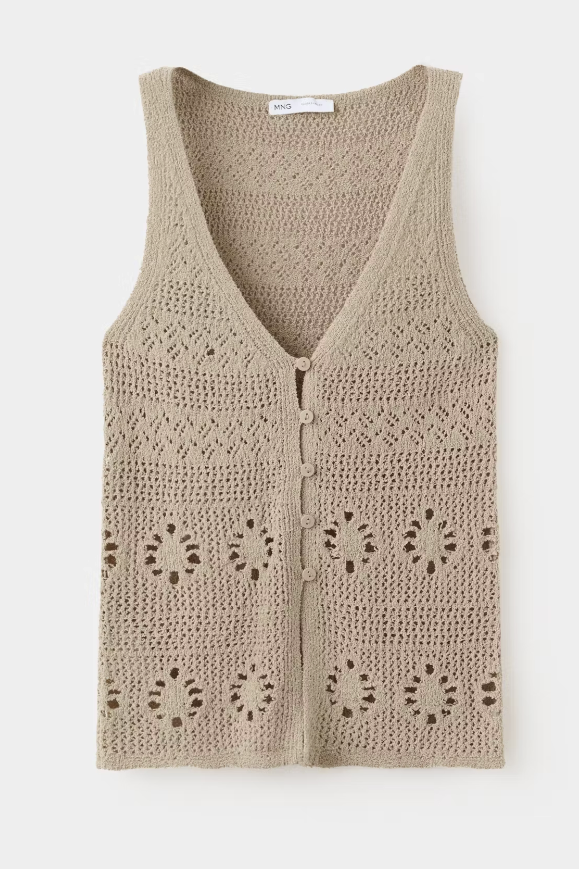 MANGO, Crocheted Vest With Buttons - Women | Mango Usa
