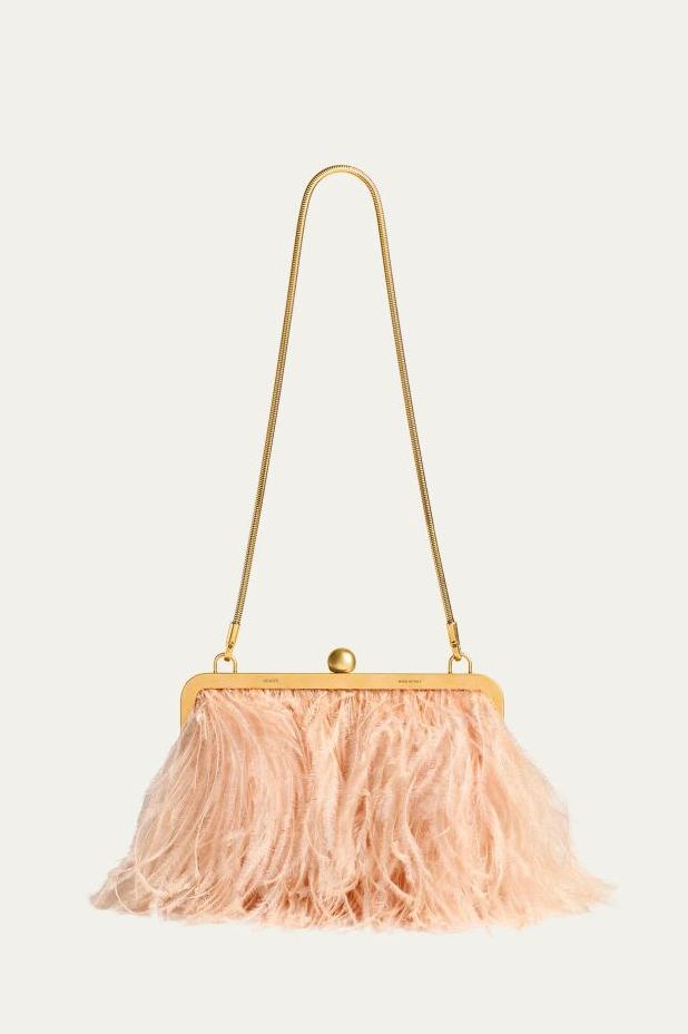 Lilith Feather Satin Evening Shoulder Bag