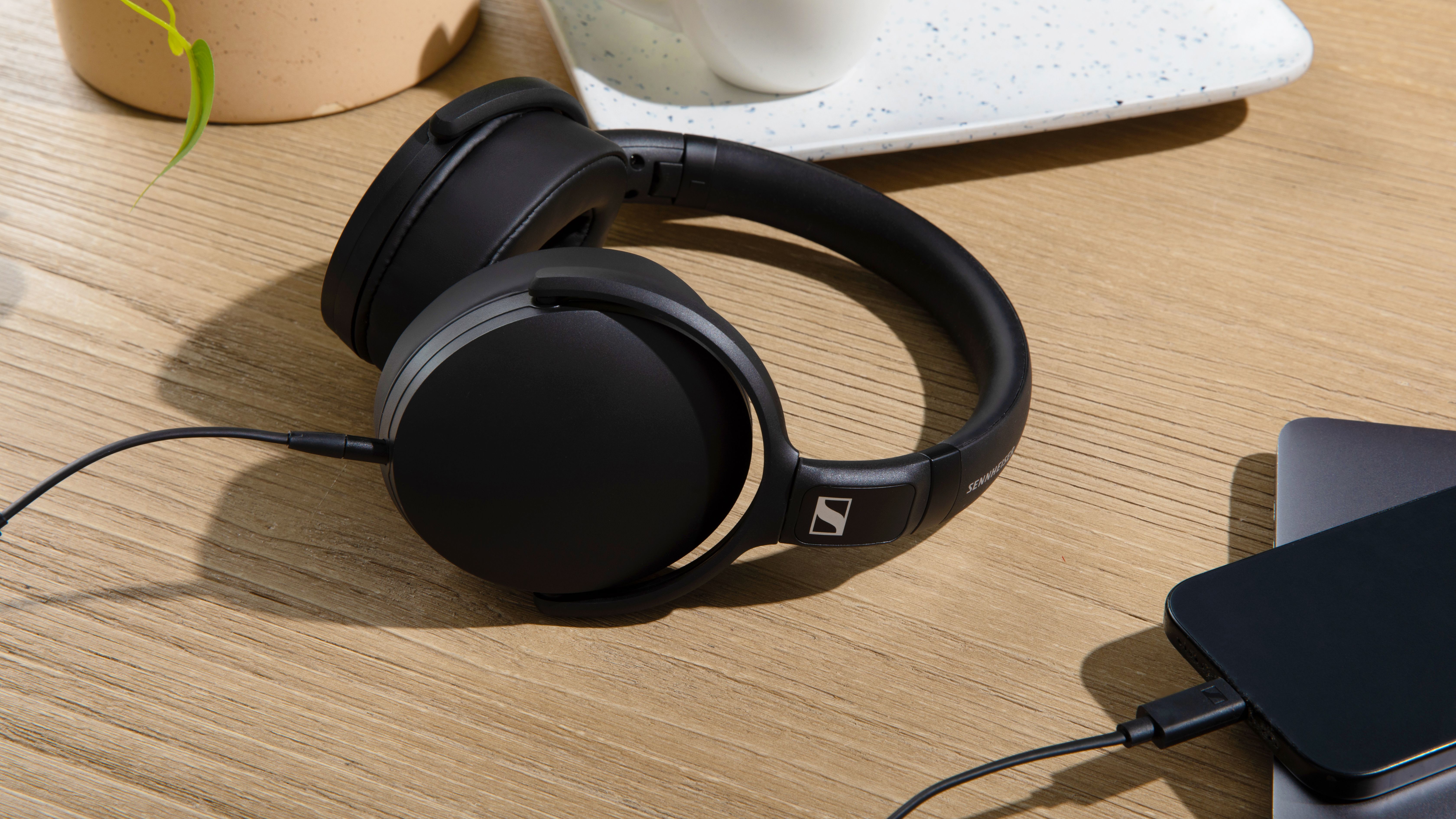 Sennheiser HD 400U wired headphones on desk