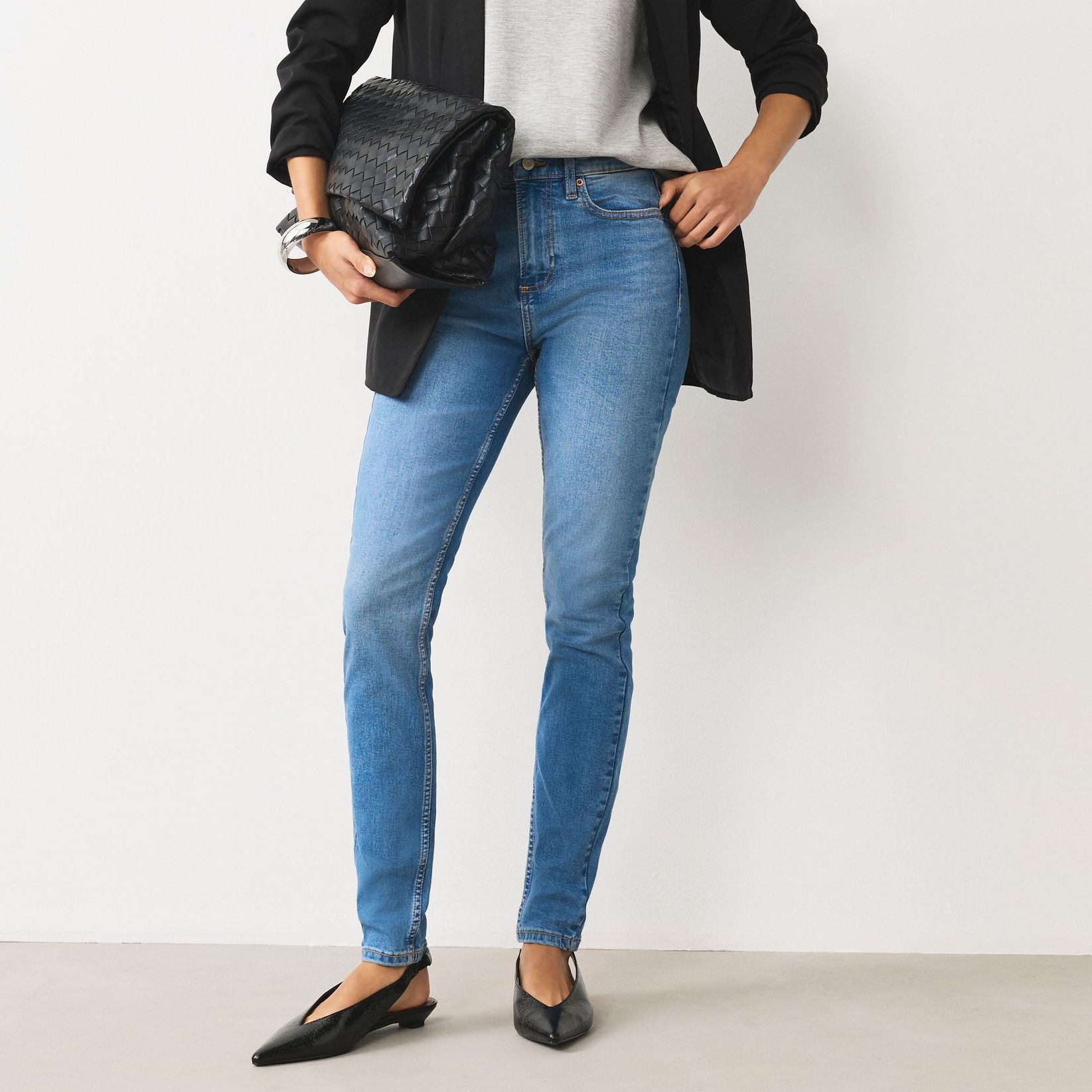 Light Blue Mid Rise Stretch Skinny Jeans