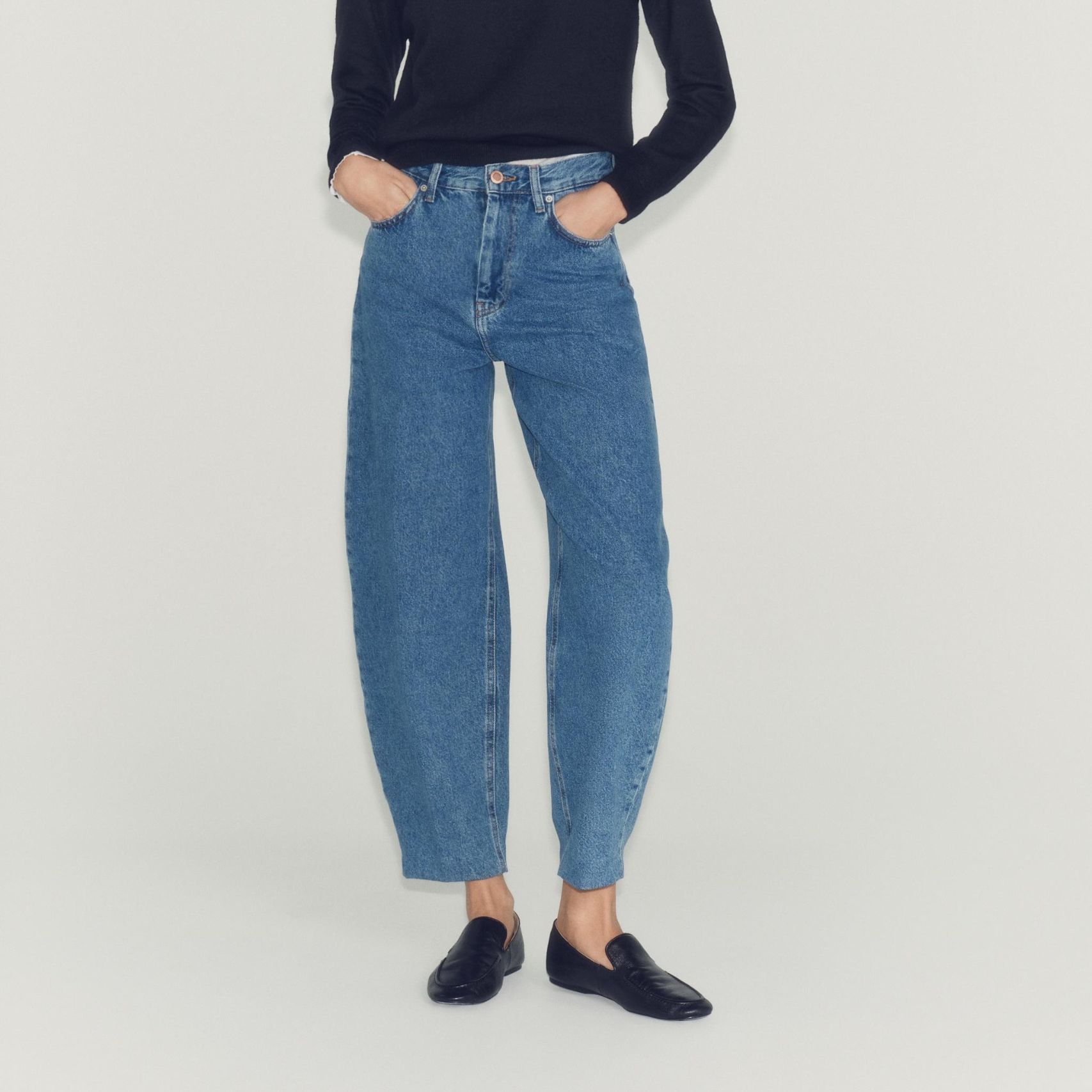 Zw Collection High-Waist Tapered Jeans - Blue - 4