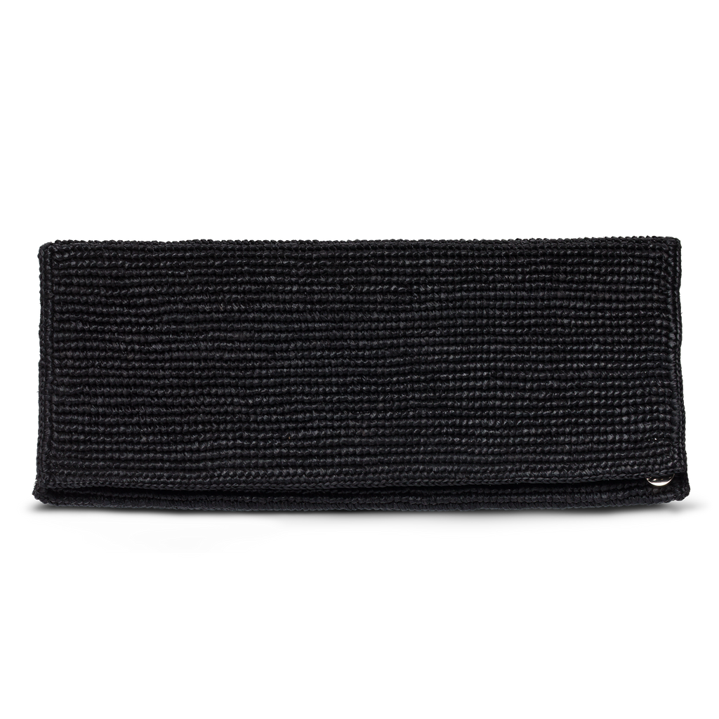Muriel Clutch -- Black Raffia