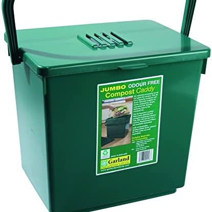 Green Odourless Kitchen Compost Caddy Food Waste Bin With Carbon Filter Lid Carry Handle (30litre (large))