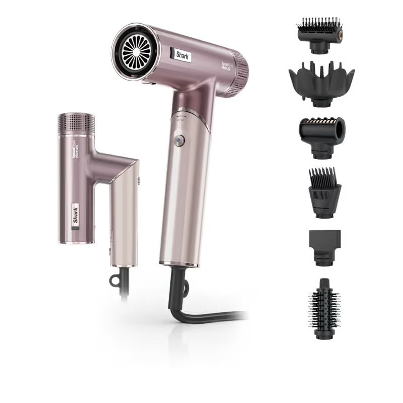 Shark, Shark Hair Dryer Speedstyle Rapidgloss Finisher and High-Velocity Dryer, Ionic Hair Blow Dryer With Iq Speed Styling and Drying Suite, No Heat Damage, Best for Curly and Coily Hair, Silk, Hd332