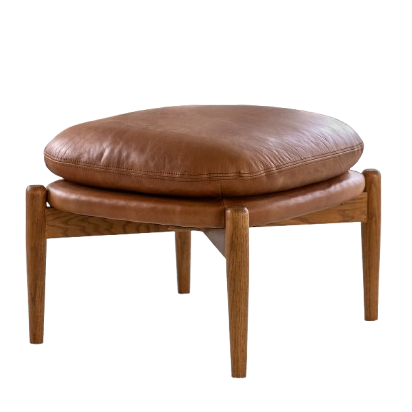 Fairfield Mid-Century Leather Footstool