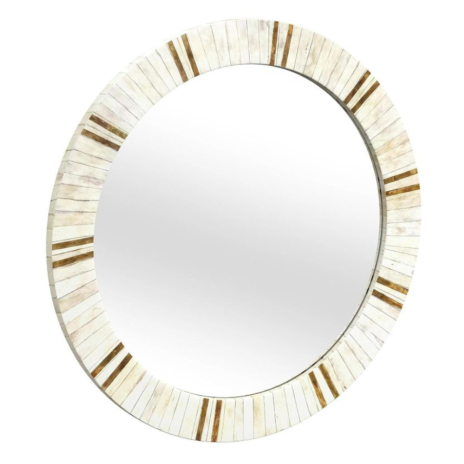 circle mirror with bone border