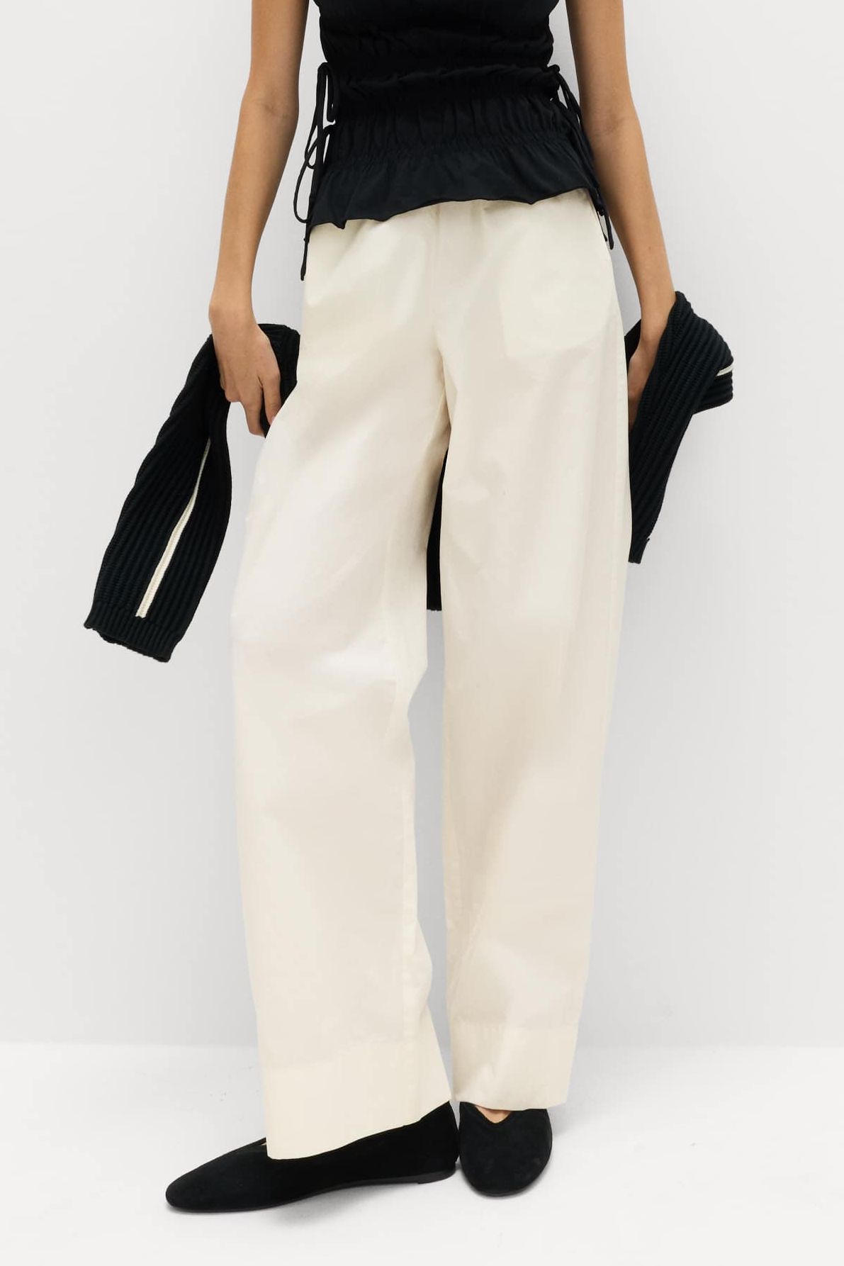 Pure Cotton Poplin Pull on Straight Leg Trousers