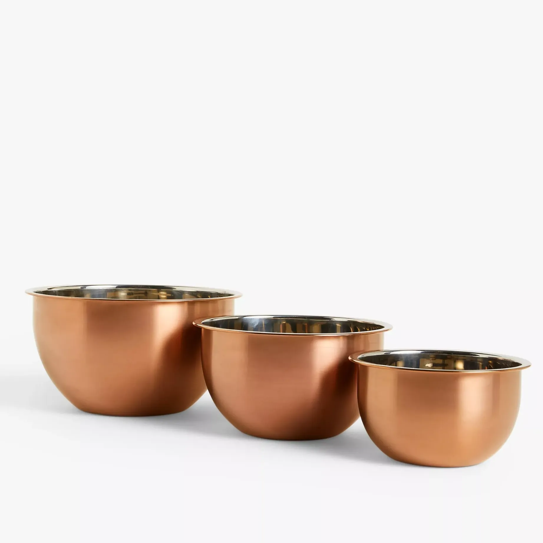 John Lewis Nesting Stainless Steel Mixing Bowls, Set of 3, Copper