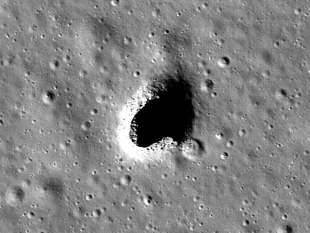 Artist concept of city-scale habitat in lunar lava tube