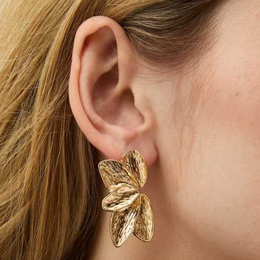 New Look, gold-toned petal stud earrings