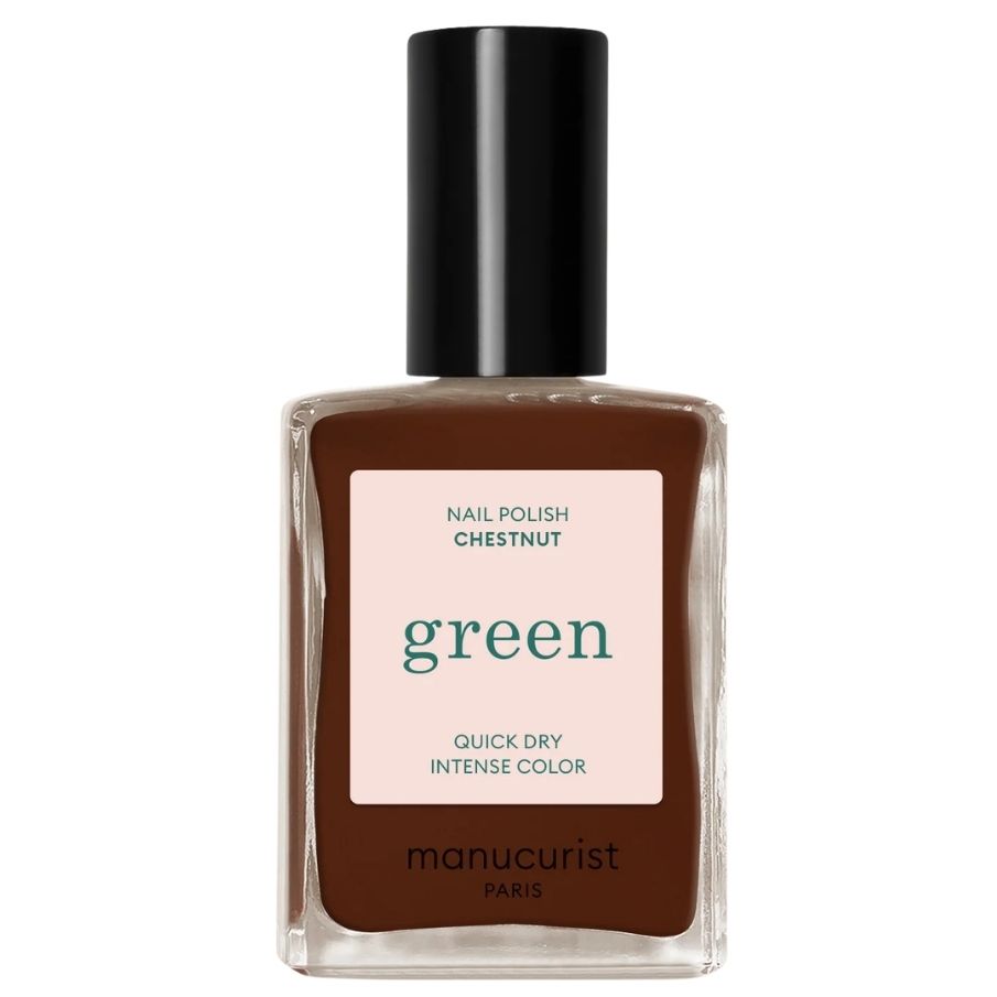 A product shot of the Manucurist Green Nail Polish in Chestnut, on a white background
