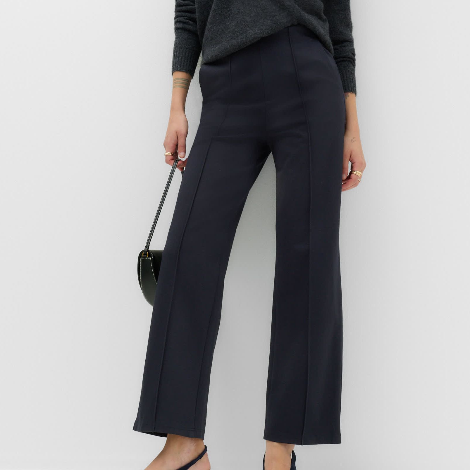 Jersey Twill Straight Leg Ankle Grazer Trousers