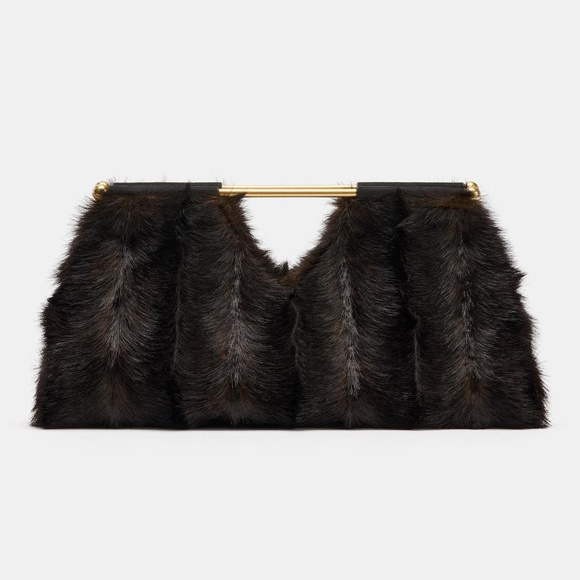 Zara faux fur clutch bag