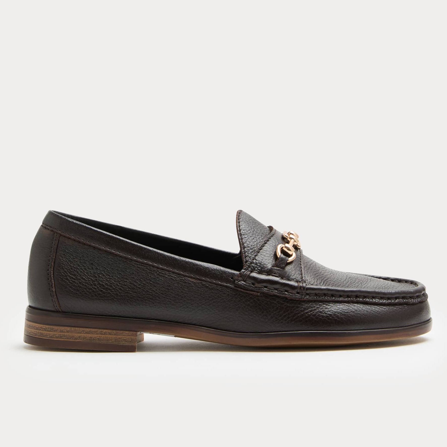 Leather Trim Block Heel Loafers